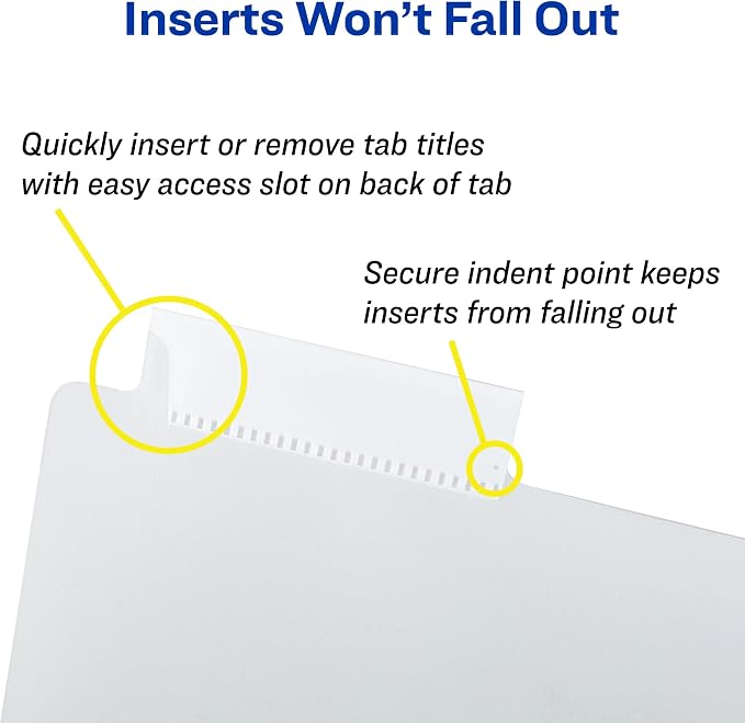 Avery Dividers for 3 Ring Binders, 5 Tab Plastic Binder Dividers, Insertable - Image 7