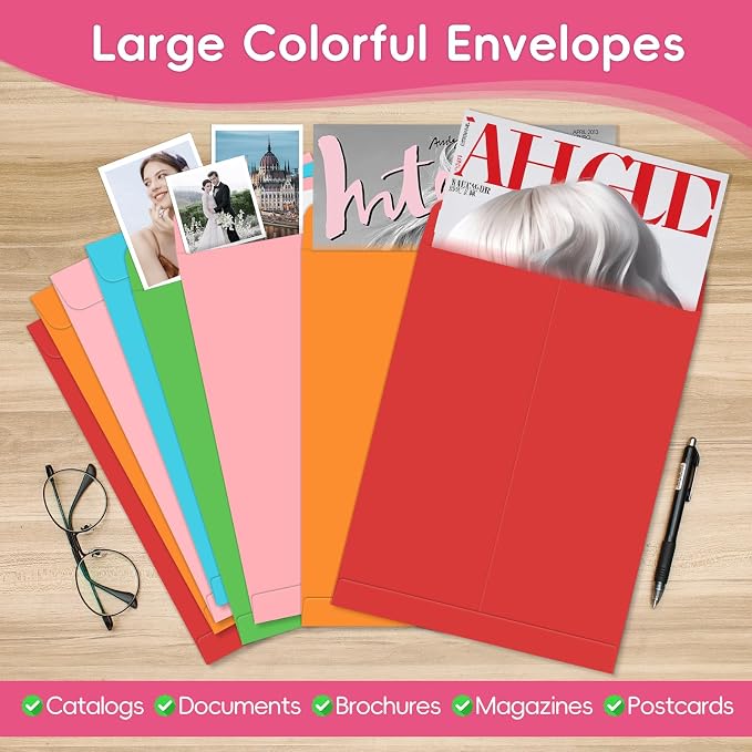 25 Pack Colored Mailing Envelopes, 9 x12 Inches Self-Seal Manilla Envelopes | - Image 7