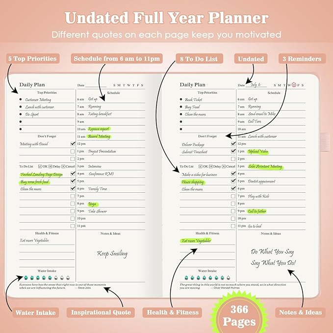 Undated Daily Planner 2024-2025, ADHD & Work Planner - Image 2