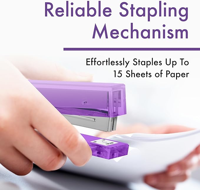 OfficeGoods Acrylic Stapler – Aesthetic & Durable Purple Desk Staple - Image 5