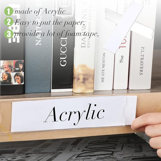 50 Sets 2 x 8 Inch Acrylic Wall Name Plate Holder Clear Plastic Sign Holder - Image 4