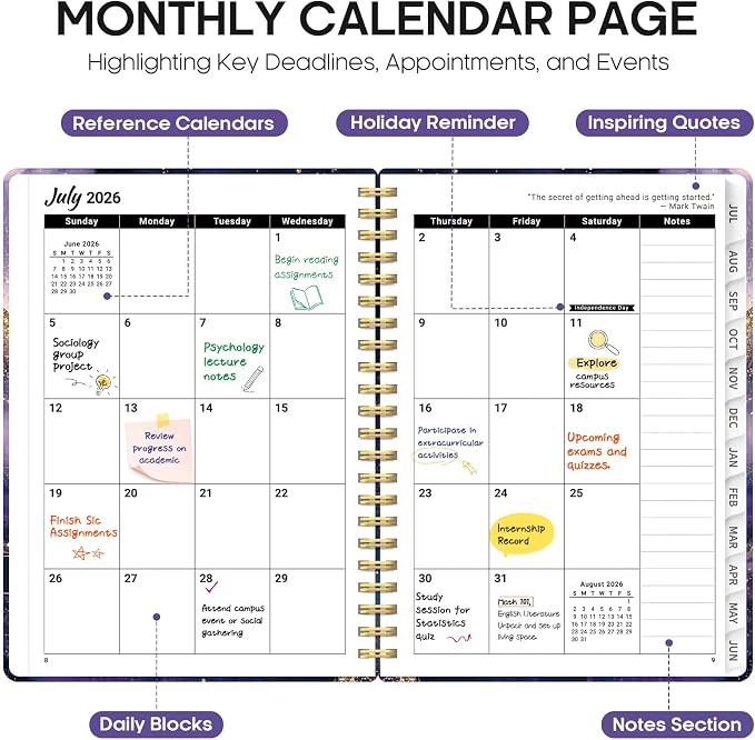 Planner 2026-2027, Academic Year Weekly and Monthly Calender Planner, from Jul - Image 2