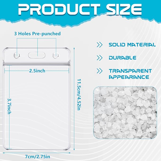 BESARME 60 Pack Vertical ID Card Badge Holder Clear Plastic Sealable Waterproof - Image 2