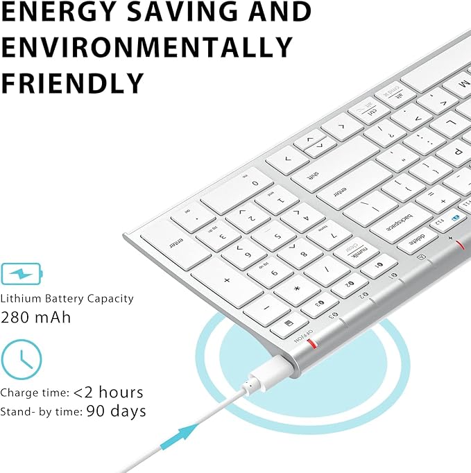 iClever BK10 Bluetooth Keyboard, Universal Bluetooth 5.1 Wireless Keyboard with Number Pad, Ergonomic Design, Multi-Device Compatibility, Stable Connection for Mac, iPad, iPhone, Android, Windows-DeskLoop Office