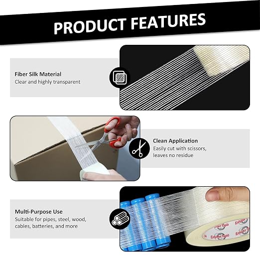 Ealyder Tape 3 Pack Transparent Reinforced Fiberglass Tape – 2 Inch x 30 Yards - Image 7