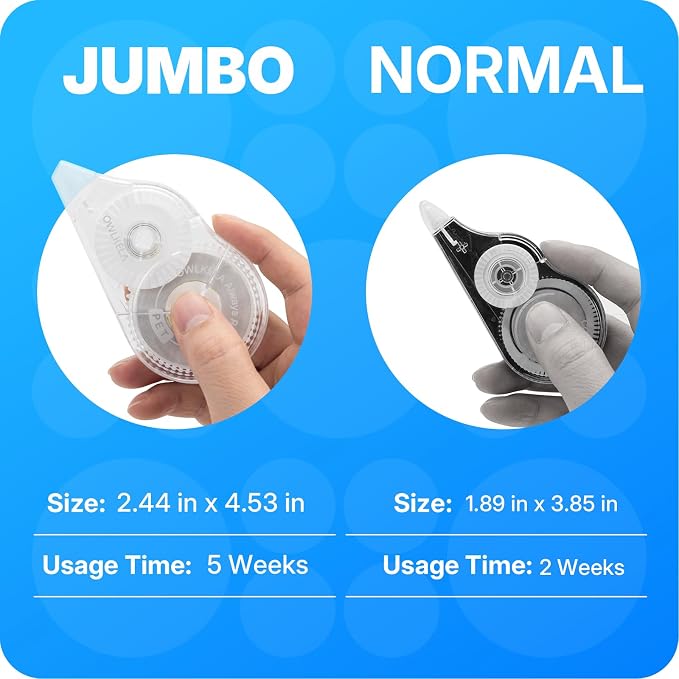 OWLKELA 2 Pack Plus Correction Tape, Tear-Resistant White Correction Tape - Image 4