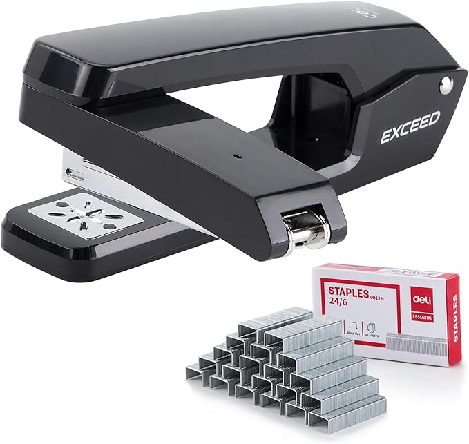 Deli/EZWORK Swing-Arm Swivel Stapler, 25 Sheets Capacity, 360 Degree Rotate by EZWORK