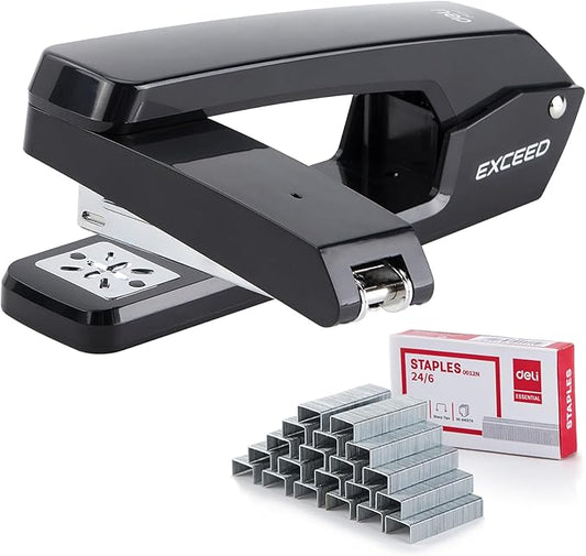 Deli/EZWORK Swing-Arm Swivel Stapler, 25 Sheets Capacity, 360 Degree Rotate by EZWORK