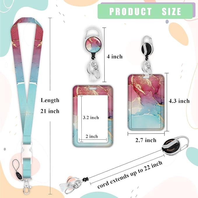 ID Badge Holder with Lanyard, Retractable ID Badge Card Holders Detachable Neck - Image 5