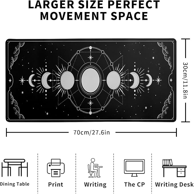 Sun Moon Gaming Mouse Pad Black Large Mouse Pad - Image 2