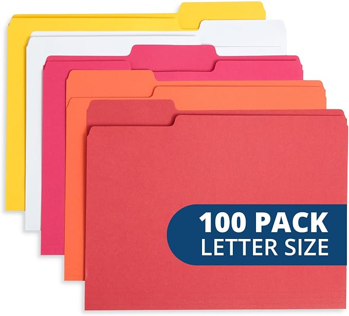 Blue Summit Supplies 100 Warm Tones File Folders, 1/3 Cut Tab, Letter Size by BlueSummitSupplies