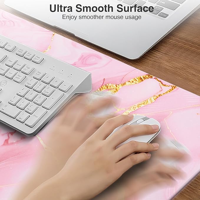 Pink Marble Mouse Pad with 15W Wireless Charging, 31.5"x15.8" Large Gaming Desk - Image 4