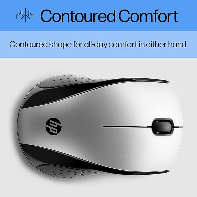 HP X3000 G3 Wireless Mouse Silver, up to 15-Month Battery,Scroll Wheel, Side Grips for Control, Travel-Friendly, Blue LED, Powerful 1600 DPI Optical Sensor, Win XP,8, 11 Compatible (683N9AA#ABL)-DeskLoop Office