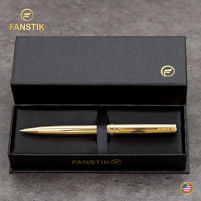 Customized Gold Luxury ballpoint pen (Made In USA) fancy gift set for women, Real 24K Gold Plating, Professional executive pen gift set for men (Lux Custom-BallPoint Gld)-DeskLoop Office