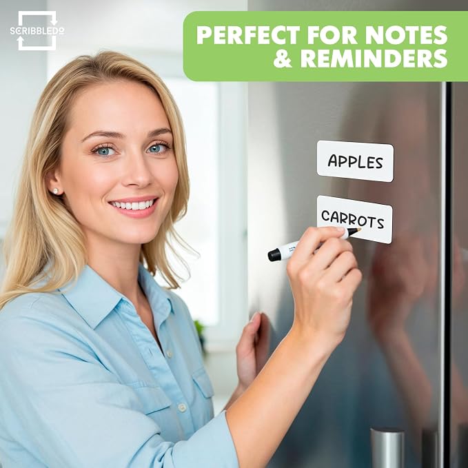 Scribbledo 10 Pack Dry Erase Magnetic Labels 3.1” x 1.2” Writable Strips - Image 6
