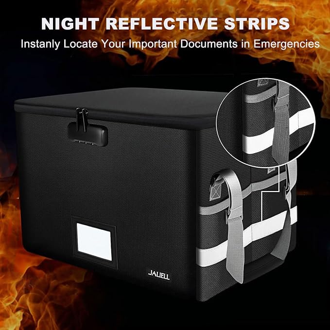 File Box with Lock, Fireproof Document File Organizer Box with Zipper & - Image 8