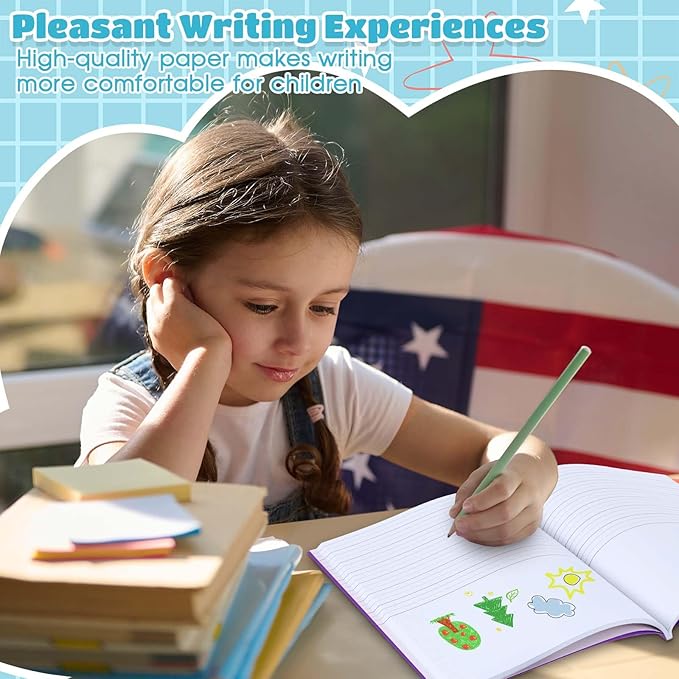 Henoyso 12 Pcs 120 Pages Primary Composition Notebooks K-2 9 3/4 x 7 1/2 Inch Journals Primary Journals Blank Books for Kids to Write Stories Kindergarten (Red,Green,Blue,Purple)-DeskLoop Office