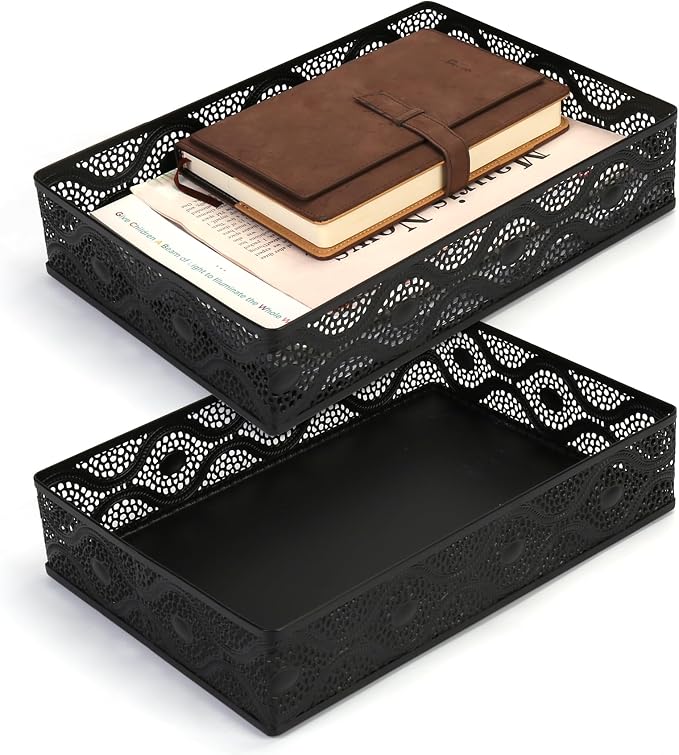 Desk Drawer Organizer, A4 Large Metal Mesh Desk Organizer Tray, Carved Hollow by EsOfficce