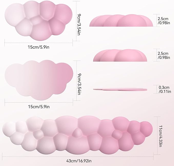 TECKNET Cloud Keyboard Wrist Rest Set, Cloud Wrist Rest - Image 2