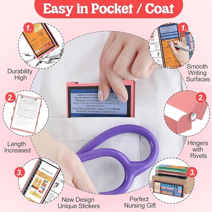 Nursing Clipboard Foldable, Quad-Fold Aluminum, Pocket Size, Dark Pink | - Image 3