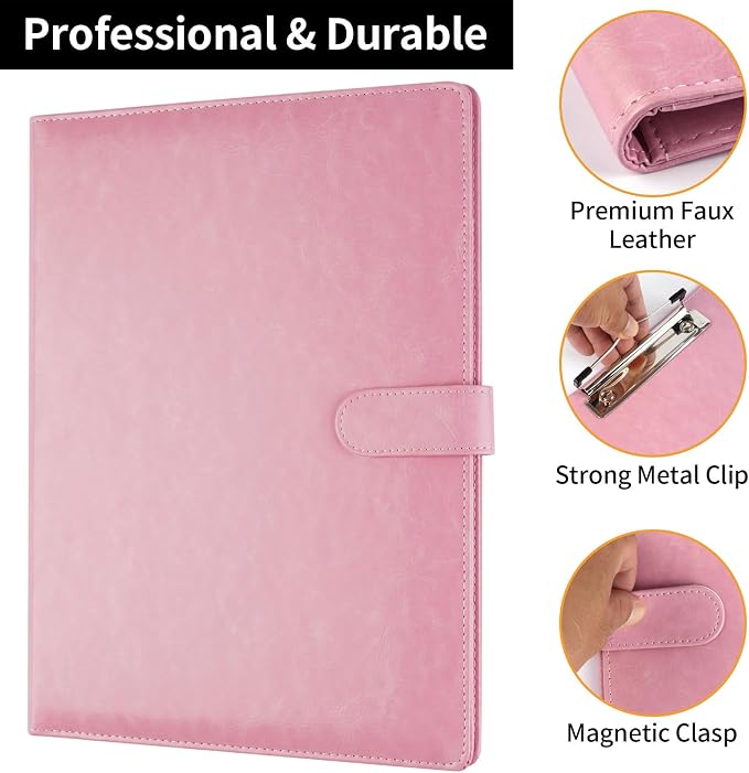 Professional Padfolio with Clipboard, Faux Leather Portfolio Folder Binder - Image 6