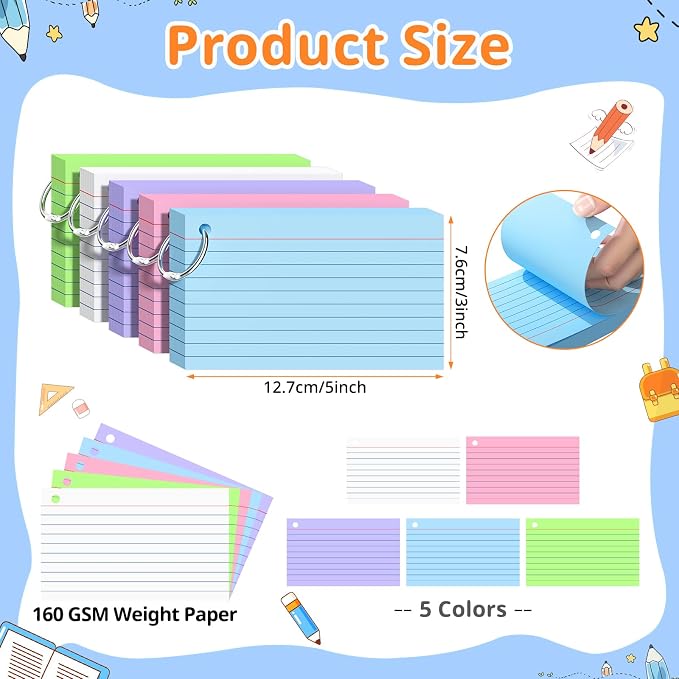 Index Cards 3x5 Inches, Colorful Flash Cards - Image 2