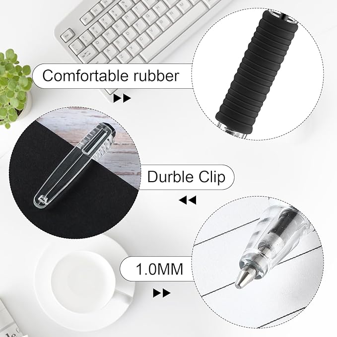 200 Pack Black Gel Ink Pens Bulk, 1.0mm Retractable Click Point Ballpoint Pens Smooth Writing with Comfortable Grip for Back to School Office Classroom Business Home Work Supplies-DeskLoop Office