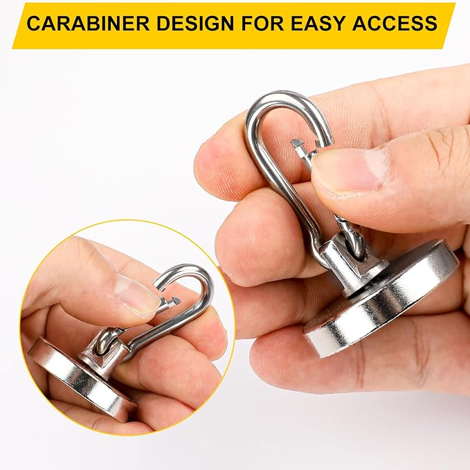 DIYMAG Magnetic Hooks, 4 Pack 150LBS Heavy Duty Neodymium Magnet Hooks | Swivel - Image 5