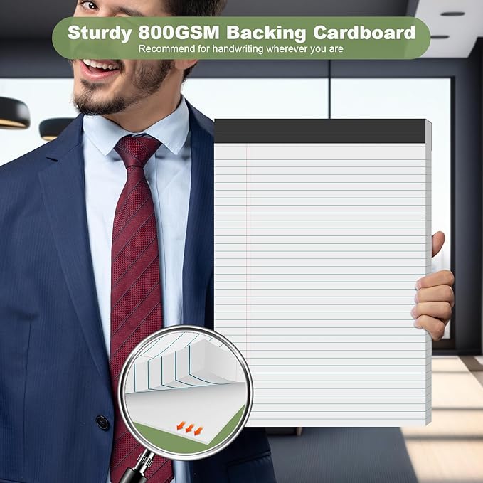 Legal Pads 8.5 x 11 inch Notepad, 2 Pack White Note Pads 8.5'' x 11'' for Work, Double-Side Printed Lined Paper Pads College Ruled White Notepads 30 Sheets Per Writing Pad for School, Home, Office-DeskLoop Office