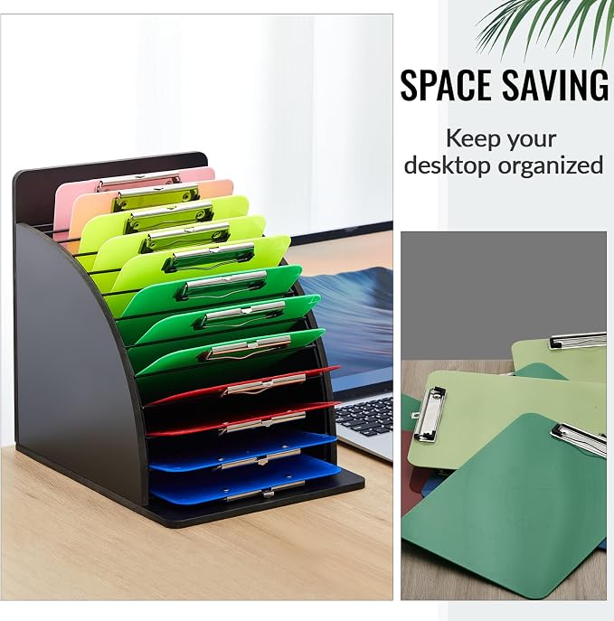 Wonderjune 1 Pack Clipboard Holder Wooden Metal Clipboards Storage Rack - Image 6