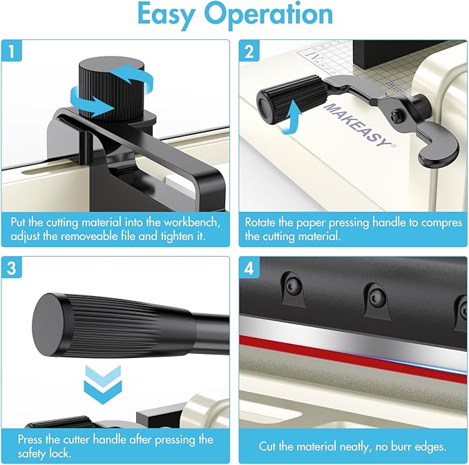 Paper Cutter 12 Inch, Heavy Duty Paper Cutter for A4 Paper, Guillotine Paper Cutter 400 Sheet Capacity, Solid Steel Construction, Beige-DeskLoop Office