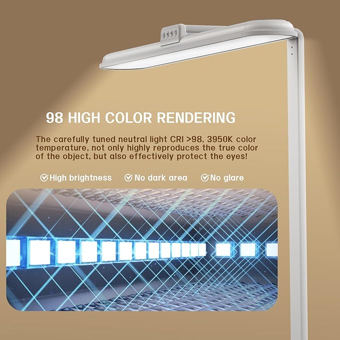 LED Desk Lamp for Home Office, Double Head Desk Lamp,24W Dimmable Desk Light 5 Color 5 Brightness Levels Office Lamp, Adjustable Gooseneck Office Light Eye Protection (White-Large Desk lamp)-DeskLoop Office