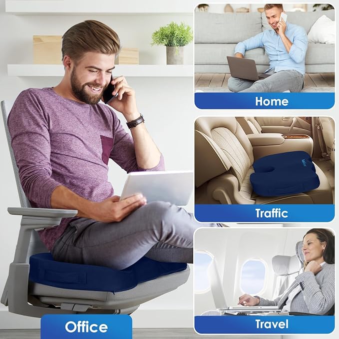TushGuard Seat Cushion for Office Chair Memory Foam Non-Slip Cushion Back - Image 7