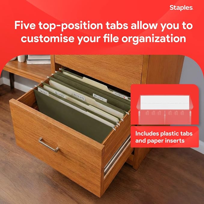 Staples Hanging File Folders, Legal Size, Straight‑Cut Tabs, Standard Green - Image 5