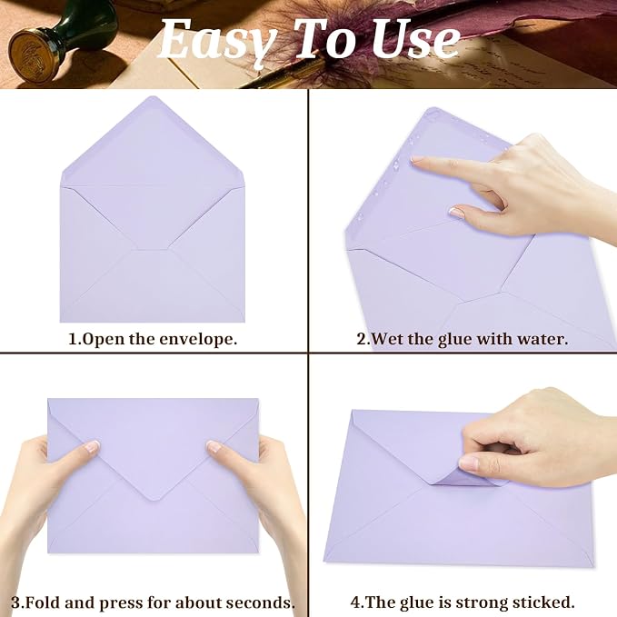 200 Pack A7 Envelopes, Light Purple Greeting Card Envelopes Self Seal, 5.24 x - Image 4