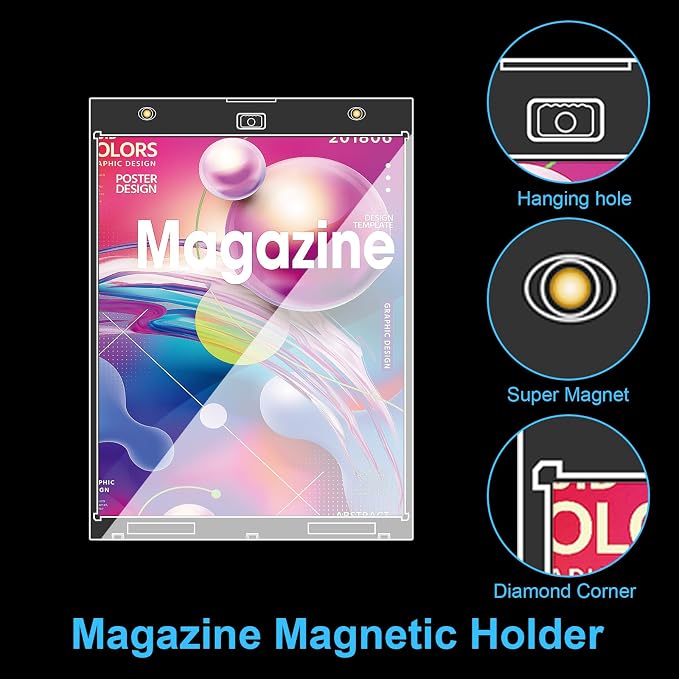 2-Pack Magazine Book Magnetic Holder | UV Protection, Wall Mountable, One Touch - Image 4