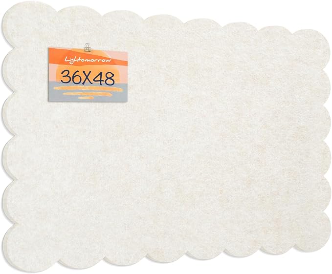 Lightomorrow Scalloped Bulletin Board, 48 x 36 Inches Felt Pin Board by Lightomorrow