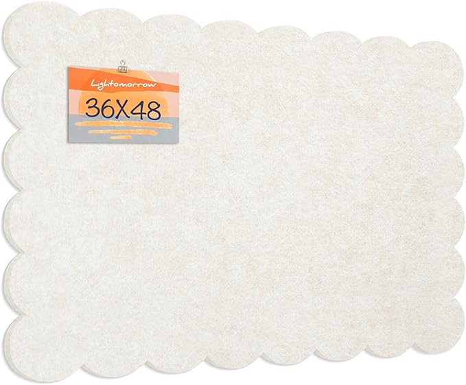 Lightomorrow Scalloped Bulletin Board, 48 x 36 Inches Felt Pin Board - Image 8