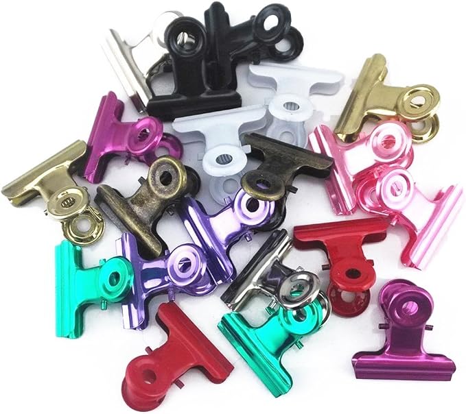 yueton 20pcs Mixed Color Metal Bulldog Clips, Utility Paper Clips, Hinge Clips by yueton