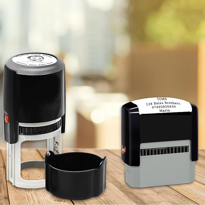 Custom Ink Stamp Personalized Self-Inking Rubber Stamps Customized Return Address Stamp Business Name Label Stamping Supplies Office Business Events 4 Ink Color