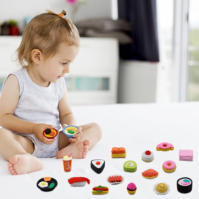 Cllayees 72 Pcs Assorted Food Pencil Erasers Toy Set, Cake Dessert Fruit Puzzle - Image 7