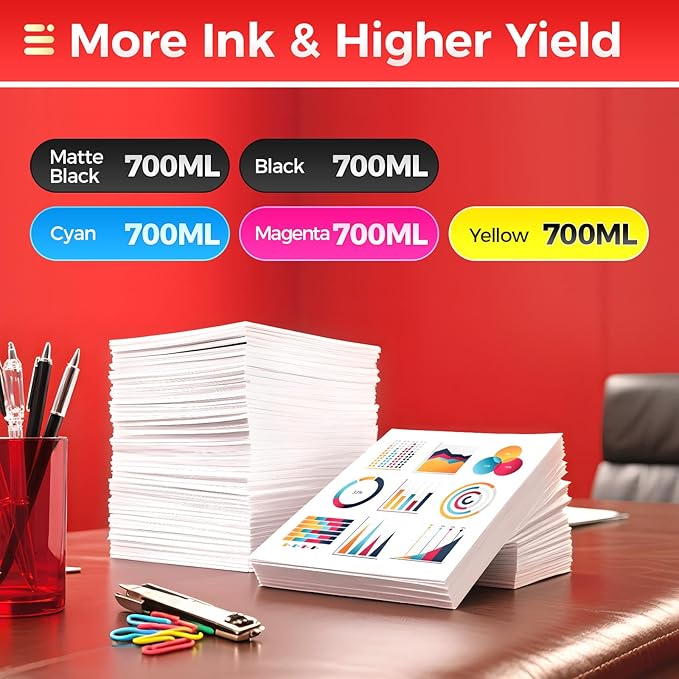 PFI-710 Pigment Ink Tank Set 5-Pack 700ml High Capacity Replacement for Canon PFI-710 PFI710 Ink Cartridges Compatible with Canon imagePROGRAF TX-2000 TX-2100 TX-3000 TX-3100 TX-4000 TX-4100 Printer-DeskLoop Office