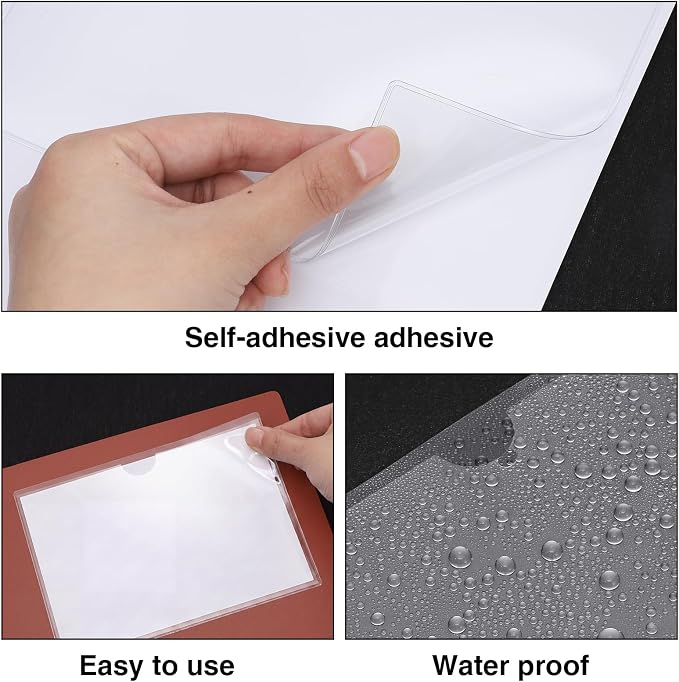 36 Pack 4" x 6" Index Card Holder Adhesive Label Holders Clear Tote Bag Plastic - Image 3
