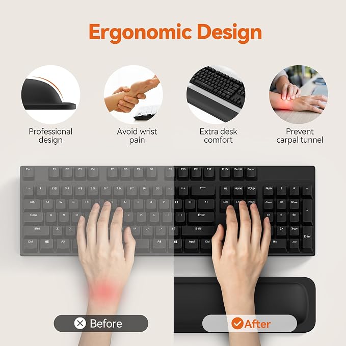 TECKNET Wrist Rest for Computer Keyboard, Thicken Memory Foam Wrist Support Pad - Image 2