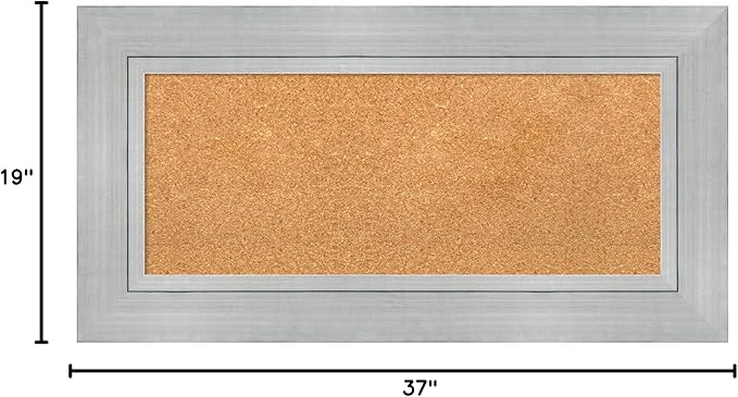 Amanti Art Natural Cork Board for Wall, 19x37 Vision Board with Silver Wood Frame, Medium Corkboard Office Decor for Home Organization, Casual Corkboard Pinboard to Display Items for Home-DeskLoop Office
