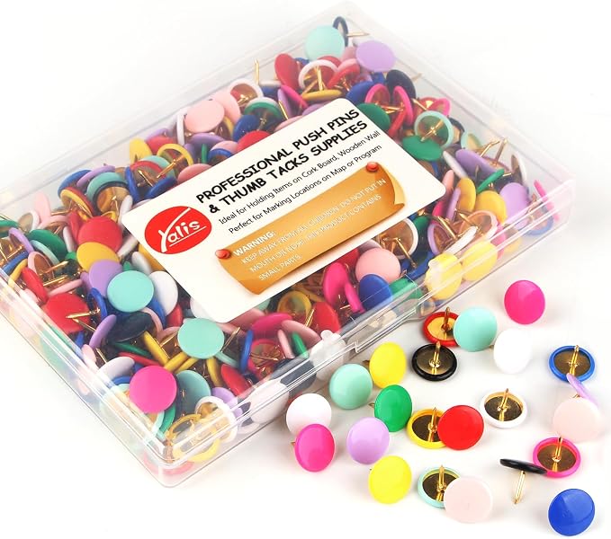 Thumb Tacks 400-count, Colors Plastic Roundness Push Pins Decorative Tacks - Image 2