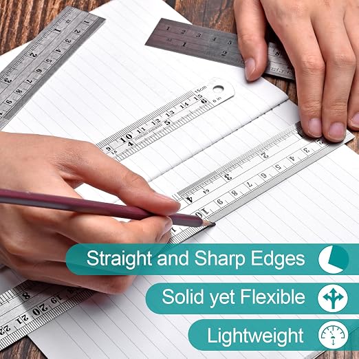 Metal Rulers, Steel Rulers Pack of 4, 14-inch Stainless Steel Ruler - Image 7