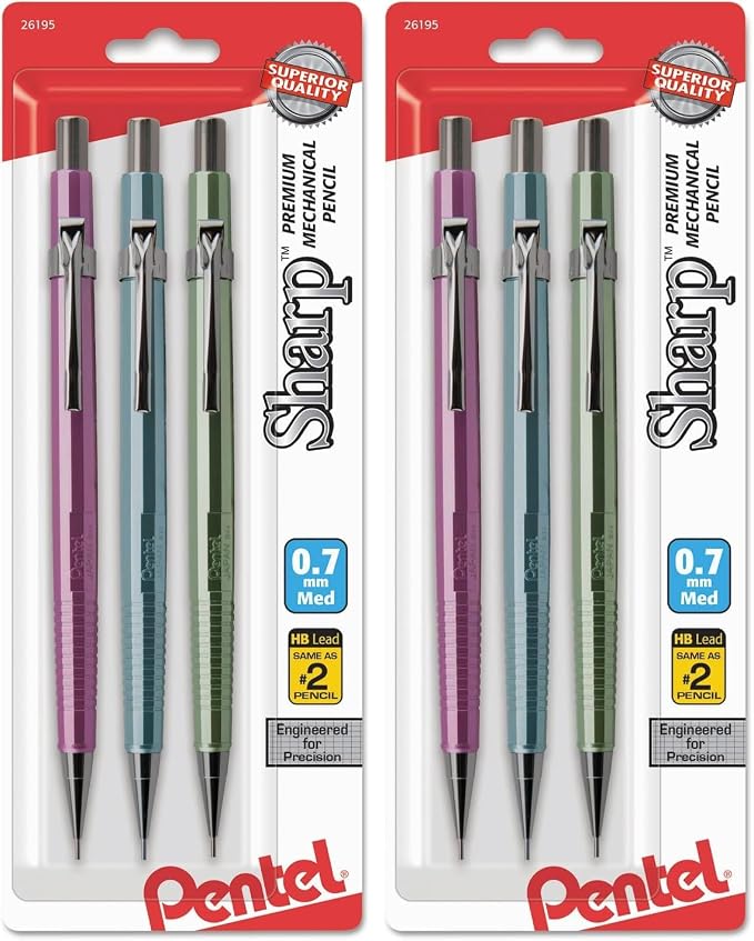 Pentel P207MBP3M1 Sharp Mechanical Drafting Pencil 0.7 mm Assorted Pastel by PentelofAmerica
