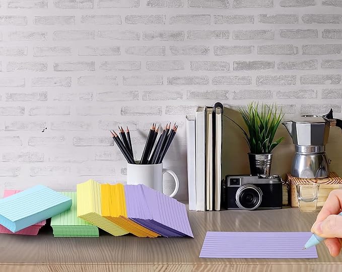 TFLFL Index Paper Cards 3x5 Inch, Thin Note Cards Paper 8 Colors Ruled Index - Image 6
