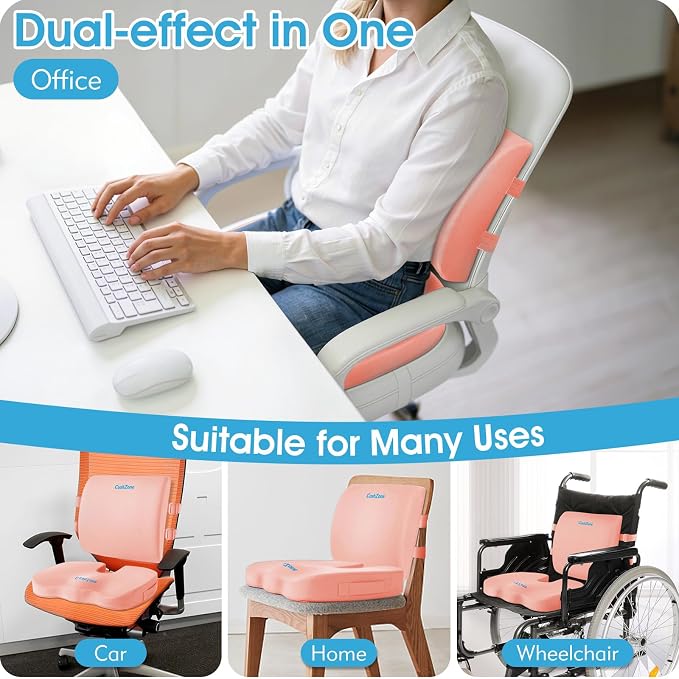 CushZone Ergonomic Seat Cushion & Lumbar Support Pillow - Image 6